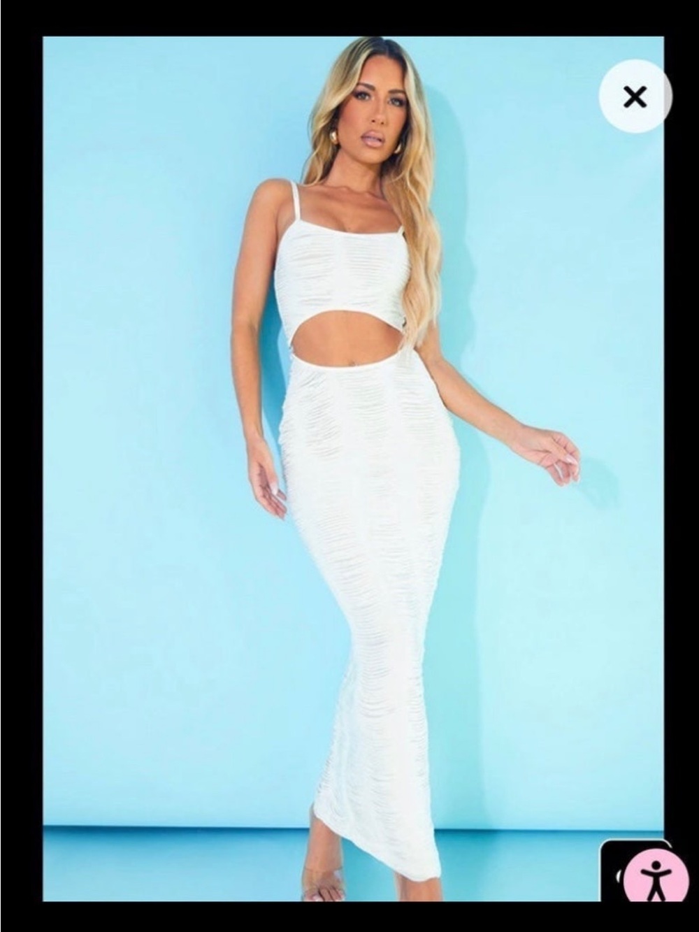 Fashion Nova White Cutout Bodycon Maxi Dress